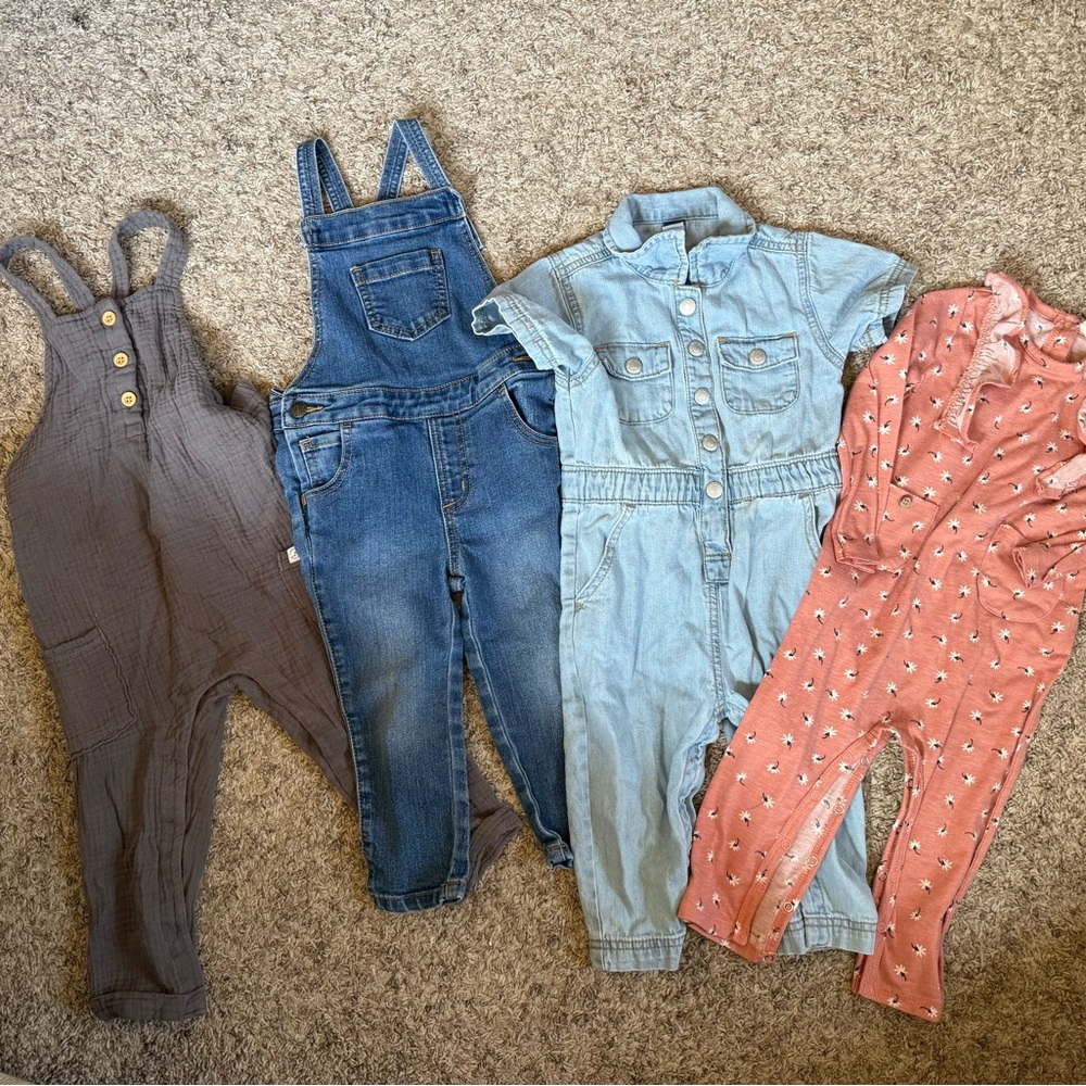 Girls Jumpsuit Bundle - Denim and Pink